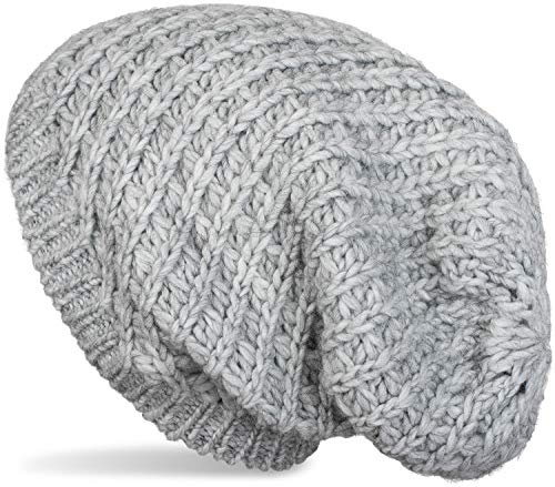 styleBREAKER Unisex grovstickad slouch-mössa,Ljusgrå