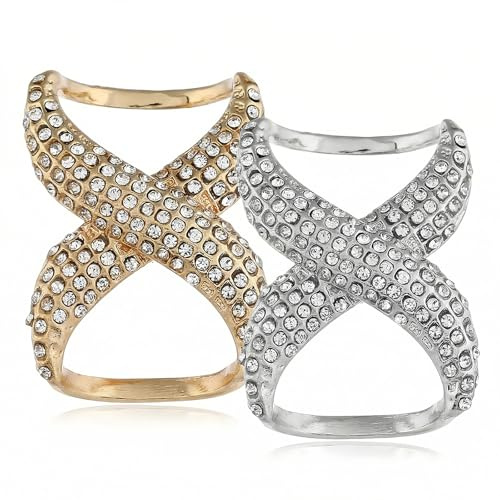 2 pezzi (oro+argento) donna signora ragazze moda strass intarsiato sciarpa anello fibbia gioielli moderni semplici sciarpa di seta fermagli abbigliamento avvolgere supporto accessori decorazione