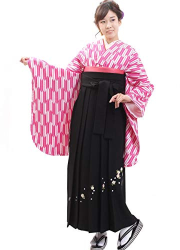 Fuuka-Kimono Women Embroidered Hakama Skirt Single Item Andon 05 Black LL Size