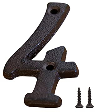 Zayookey Numero Civico Esterno Numeri di Porta in Ghisa Numero Indirizzo Metal House Numbers Porte, Pareti, Indirizzi di Casa (Numero 4)