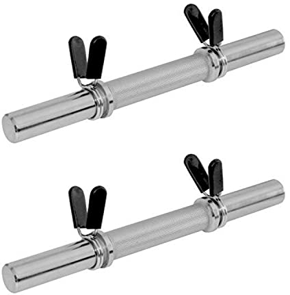 Sporttrend 24® Kurzhantelstange 35,5cm mit Sternverschluss oder Federklammer | Kurzhantel, Hantel, Hantelstange aus Vollstahl (Silber)