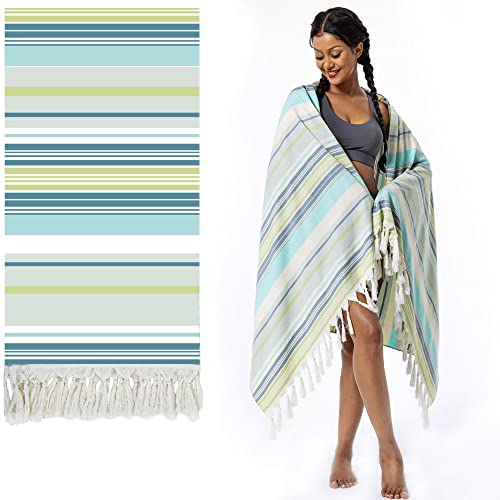 Winthome Hamamtuch Weich 100x180cm- Strandtuch Bambus-Baumwolle Leicht Platzsparend, Handtuch Saugstark, Schnelltrocknend, Badetuch Sandfrei, für Damen Herren Saunahandtuch Strandkleider (1 Pack)