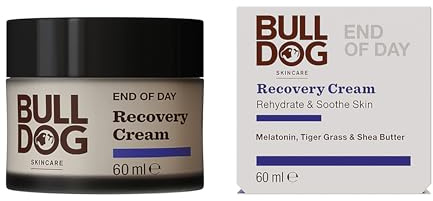 BULLDOG SKINCARE End of Day Recovery Face Cream for Men, 60ml | Moisturising cream for tired skin, long-lasting hydration and soothing, with shea butter and tiger grass extract