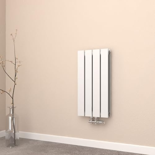 EMKE Petit radiateur plat vertical 600 x 300 mm - Connexion centrale - Double couche - Blanc - 327 W