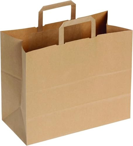 DeinPack 250 Papiertüten 32 x 22 x 27 cm I Umweltschonende Papier Tragetaschen groß Papiertüten Papiertragetaschen biologisch abbaubar, kompostierbar I braune Papier Tüten