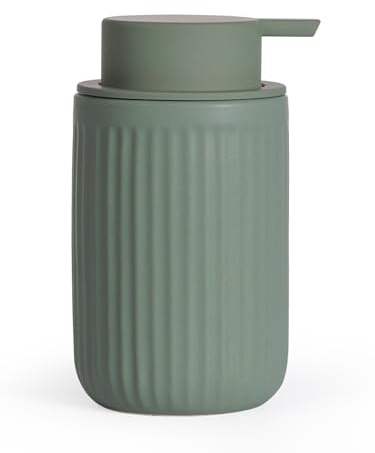Autumnlife Seifenspender Keramik Spülmittelspender Schmal, 350ml Grün Seifenspender mit Großer Pumpenkopf, Nachfüllbarer Flüssigseifenspender Matt Soap Dispenser für Küche,Bad