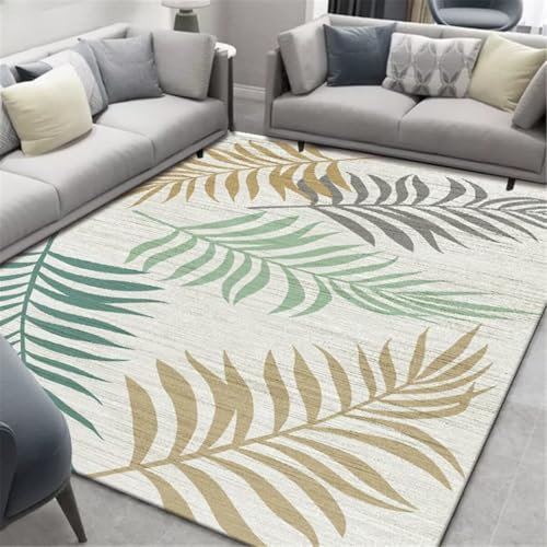 RUGMRZ Gleitschutz Teppich Teppich Terrasse Grünes gelbes Blattmuster zur Dekoration des Schlafzimmerteppichs Antifouling Teppich Jungen 180X280CM