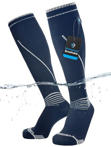 DexShell Waterproof Knee High Socks for Men & Women, Breathable Wading Socks for Fishing, Hiking & Wet Weather, JBG Black, Unisex Large
