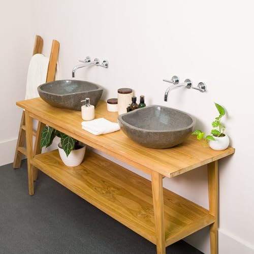 Naturstein Zwillings-Doppelwaschbecken-Waschbecken 40 cm rundum poliert