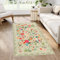 Homcomodar Teppich Wohnzimmer 120x170cm Grün Floral Kurzflor Teppich Schlafzimmer Waschbarer Vintage Blumen Teppiche Kinderzimmer für Wohnzimmer