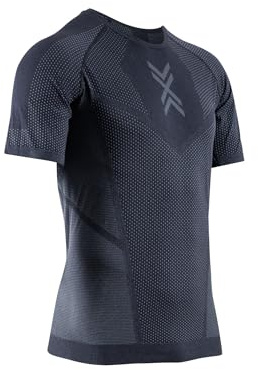 X-Bionic XCEED Run Shirt a Maniche Corte da Uomo - Top da Running Ideale per Allenamento e Corse - Regolazione Termica avanzata e Design Resistente per Maggiore Comfort - Nero/Grigio, L