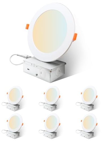 Sylvania 6 Slim Microdisk Downlight, 12W, 5 CCT Select (2700K - 5000K) Recessed Lighting, 1000 LMS, 90 CRI, Dimmable, Wet-Rated, White - 6 Pack (61190)