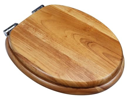 Fanmitrk Natural Solid Wood Oak Toilet Seat-Wooden Toilet Seat,Soft Close with Metal Hinges,Easy to Install Easy to Clean
