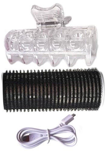 Hot Rollers - Bigodini per capelli, 3,2 x 8,5 cm, ABS, nero, adesivi, strumenti per lo styling portatili, attrezzatura per arricciare i capelli, ricarica USB, riscaldamento in ceramica per capelli