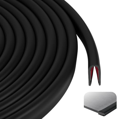 Flintronic 3M gummikantkant, 14 mm x 9 mm U-kanals kantskydd, självhäftande flexibelt kantskydd, gummikant för metallplåt, bildörrar, bordshörn (svart)