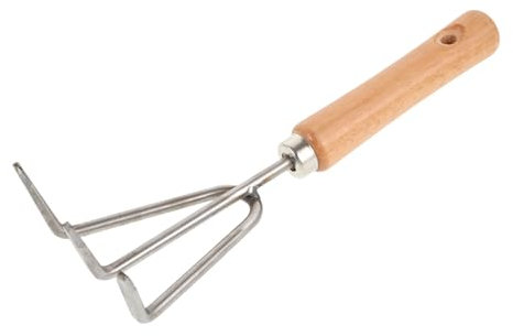 WOONEKY Rastrillo De Jardín Pequeño De Madera y Herramienta De Rastrillo De Jardín Fácil De Usar