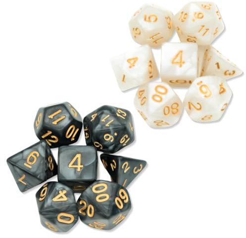 KEWUF Dados Poliedricos, 14 Dados de rol Poliédrico con Bolsa Negra Juego Completo de Dados Poliédricos,Reutilizable Dados DND Table Games para Dungeons and Dragons DND RPG MTG D20 D12 D10 D8 D6 D4