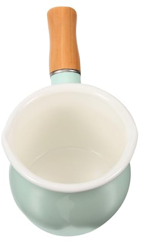 DECORNIJIA Mini Cacerola Esmaltada Para Leche y Comida Infantil Sartén Pequeña Antideslizante Con Fondo Plano Cazo Multifunción Para Cocinar y Calentar Cocina Doméstica