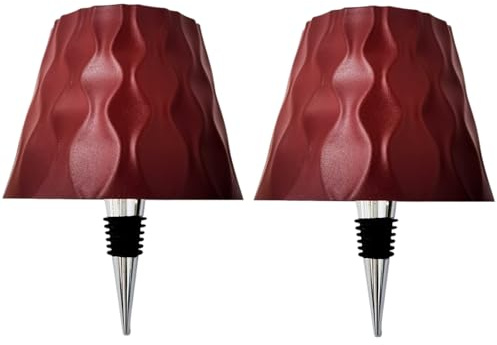 Generico Lampada Bottiglia, 2 Pezzi Lampade da Tavolo Lampada per Bottiglia senza fil Ricaricabile con Controllo Tattile, 3 Colori Dimmerabili per Casa, Bar e Ristoranti (Rosso)