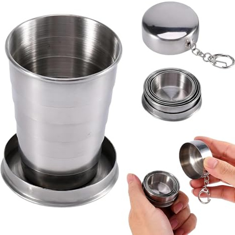 GILWUMO Tasse Pliable 75ml, Compacte Et Portable Avec Anneau Porte-Clés, Idéale Pour Camping, Randonnée, Alpinisme, Pique-Nique Et Activités Extérieures.