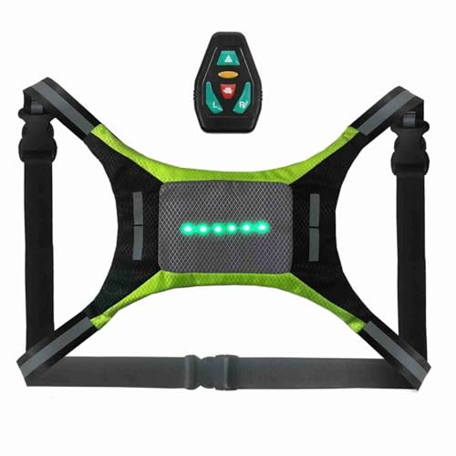 CFTGIW Gilet Riflettente a LED Telecomando Ricaricabile USB Indicatore di Direzione Gilet Luminoso per Bicicletta di Avvertimento per Il Tuo Ciclo Assemblato o sulla Bici Regolata Questo LED può