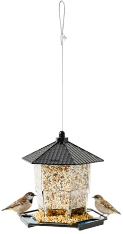 Mangeoires À Oiseaux pour Extérieur - Distributeur de Nourriture Accrochable - Mangeoire Sauvage Anti-Écureuils avec Plateau Perchoir - pour Nourrir Les Oiseaux et Les Animaux dans Les