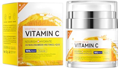 Crema Facial con Vitamina C 50g, Crema Blanqueadora e Iluminadora con Niacinamida, Hidratación Intensa y Antienvejecimiento para un Cutis Radiante y Uniforme