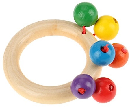 SIXRUN Sonajeros de Madera Seguros para Bebés, Juguete Musical Vibrante, Juguetes Educativos para Bebés, Material Ligero No Tóxico (anillo)