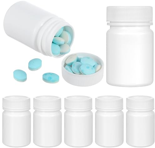 WESIEVYA Set da 20 Contenitori Portapillole da Viaggio 50 Ml Coperchio a Vite, Bottiglie di Plastica Vuote per Capsule, Portapillole Portatile per Conservazione Farmaci in Casa