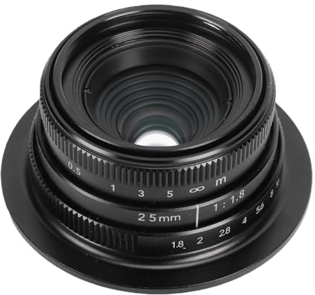 Fabater 25 Mm F1.8 Manuell Fokuslins, APS C Vidvinkelobjektiv med Stor Bländare, 8-bladig Bländare och Beläggning för R7 R10 R50 R100 R50V