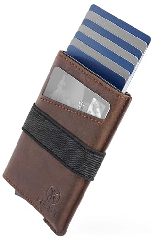 WEST® Slide XS - Slim Wallet für Herren Ohne Münzfach - Kreditkartenetui RFID Schutz - Geldbeutel Klein für 9 Karten - Smart Wallet - Mini Geldbörse - Portmonee Klein - Kartenetui Herren