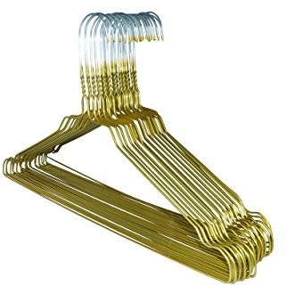 RSR-Classic Kleiderbügel 50 Stück Gold Drahtbügel Metallkleiderbügel Drahtkleiderbügel Metall Draht verzinkt platzsparende hochwertige Pulverbeschichtung Blusenbügel 40 cm