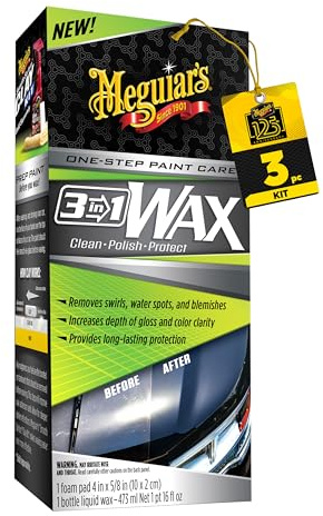 Meguiar's 3-in-1 Wax, Advanced Cleaner Wax that Blends Defect and Scratch Removal with Car Polishing, Keep Your Car Care Simple With an All in One Product, 16 Oz