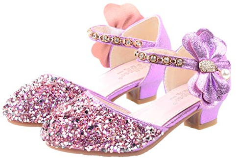 YOSICIL Scarpe con Tacco Ragazza Sandali Flamenco Scarpe da Principessa Eleganti Festa Ballo da Sala Tango Bowknot Scarpe da Sposa Feste Halloween Festa di Natale,Viola,27EU