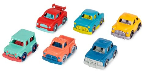 Battat - Mini Riders (Juego de 6) - Juego de 6 mini coches de juguete para niños - Jugar a simular - Materiales reciclables - 1 año +