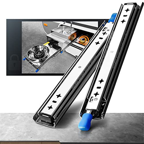 SHUHANG Schubladenschienen Schwerlast Schubladenauszug Vollauszug 400mm Mit Schloss Schubladen Auszugsschienen Kugelgelagerten Tragfähigkeit 120 KG Ladekapazität Seitenmontage 1 Paar(2 Stück)