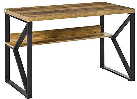 HOMCOM Computer Desk Writing Desk 120 x 60 x 76cm Black Brown Wood Effect | Home Office, PC Laptop Workstation, Storage Shelf