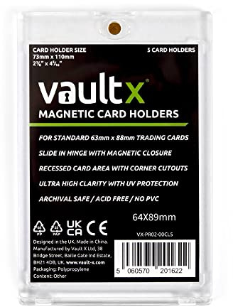 Vault X Magnetic Card Holders 35pt for Trading Cards, One Touch Hard Cases with UV Protection, Clear Display for Collectible Card Games, Sports, TCG (5 Pack)