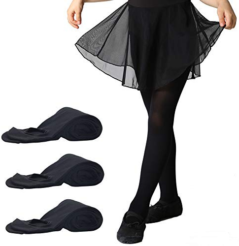 MANZI 1-3 par kvinnor flickor grundläggande konvertibel övergång balettdans tights 40 Denier, Svart 3 par, XXL