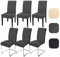 Yugarlibi Stuhlhussen 6er Set Stretch Stuhlhussen Schwingstuhl Elastische Moderne Jacquard Stuhlbezug Abnehmbarer Waschbarer Stühle Schutz für Küche Restaurant Bar Hotel Bankett (Dunkelgrau, 6 Stück)