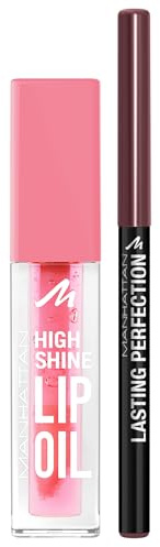 Manhattan High Shine Lip Oil 001 + gratis Lasting Perfection Lipliner 59Y für einen konturierten Lippenlook und intensive Lippenpflege mit natürlich glänzendem Finish