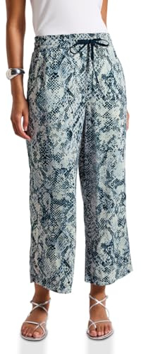 STREET ONE Damen 3716097 Gemusterte Wide Leg Hose, Arona Blue, 42W x 26L
