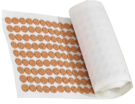HEALEEP 10mm Self-Adhesive Cork Pads for Cabinet Doors 1000 Count Bumper Dots Furniture Protectors and Coasters in Light Brown