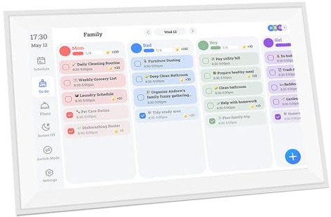YUEHISY Organizador de Pantalla Táctil de Calendario Familiar Inteligente - Gráfico de Tareas Interactivas de 15.6 , Planificador de (Eu Plug (100-240V))