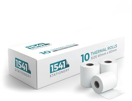 Thermal Till Rolls 80mm x 80mm 10 Pack BPA-Free Card Machine Paper for PDQ Terminals, Cash Registers and Thermal Printers – Clear, Reliable Printing for Retail, Hospitality and Takeaway Use