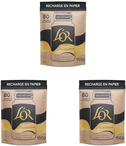 L’OR Café Soluble Qualité Filtre Eco recharge 150G (Lot de 3)