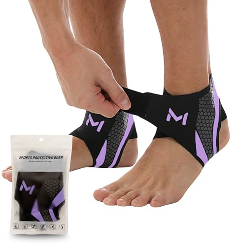 BOODPET 2-pack ankelbandage – ventilerande nylonstöd med dubbelspänne design – unisex för sport, fitness och ledkregenerering (svartlila)