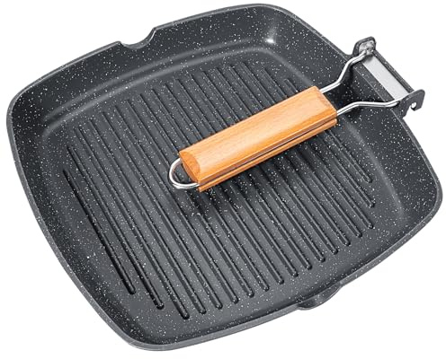 GiPP Bistecchiera antiaderente 24 x 24 cm Grill con manico pieghevole