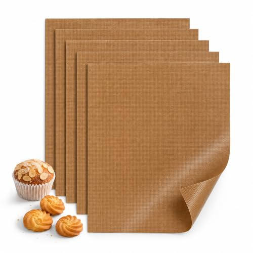 Pellicola da forno permanente, 5 pezzi, 40 x 60 cm, carta da forno riutilizzabile con teflon
