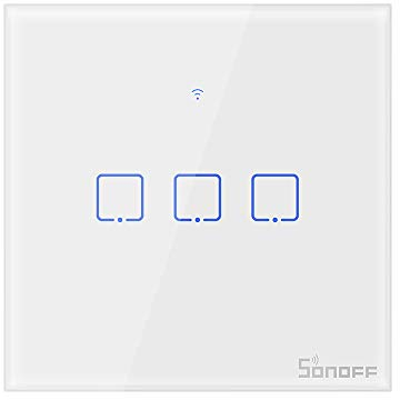 Interruttore Intelligente, SONOFF Touch T1 3Gang Luce Controllo RF Wireless WiFi da Muro, Interruttore a 3 Canali per Soluzioni di Automazione della Casa Intelligente, Alexa (EU Type, 1-way) …